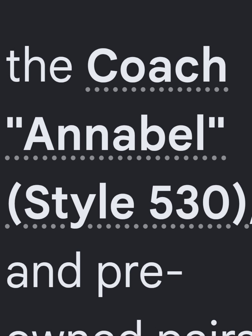 Coach Black and White 'Annabel' Style 530 Glasses. Frames Only.